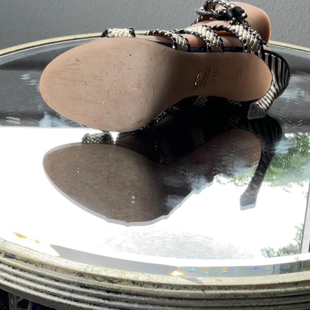 Sergio Rossi Black and Cream High Heeled Sandals - Picture 5 of 7